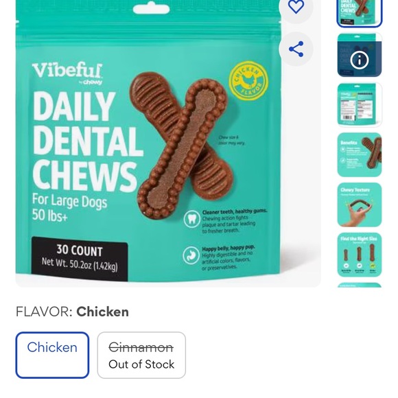 Vibeful by Chewy Daily Dental Chews for Large Dogs - 2 large 50.2oz bags - Picture 2 of 6